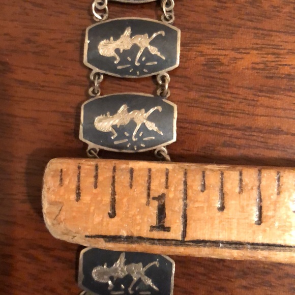 Vintage Thai Nielloware Siam Sterling Silver Panel Bracelet - Picture 11 of 16